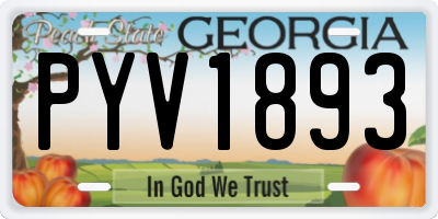 GA license plate PYV1893