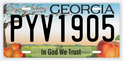 GA license plate PYV1905