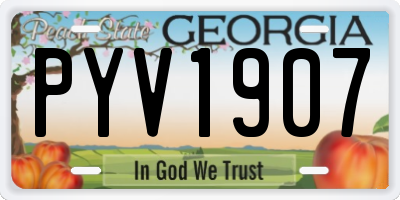 GA license plate PYV1907