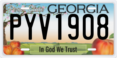 GA license plate PYV1908