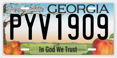 GA license plate PYV1909