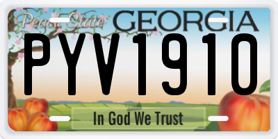 GA license plate PYV1910