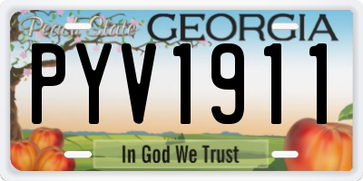 GA license plate PYV1911