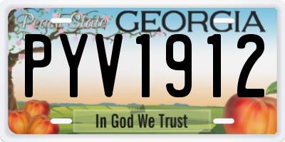 GA license plate PYV1912