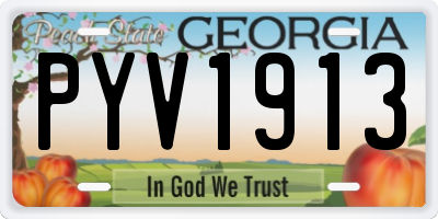 GA license plate PYV1913