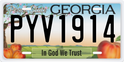 GA license plate PYV1914