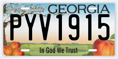 GA license plate PYV1915