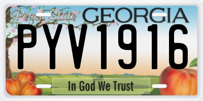 GA license plate PYV1916