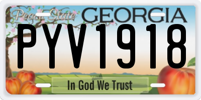 GA license plate PYV1918