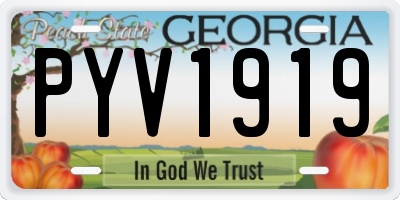 GA license plate PYV1919
