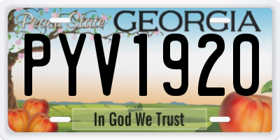 GA license plate PYV1920