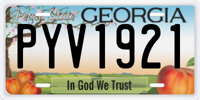 GA license plate PYV1921