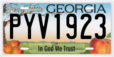 GA license plate PYV1923