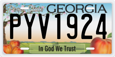 GA license plate PYV1924