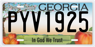 GA license plate PYV1925