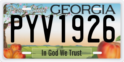 GA license plate PYV1926