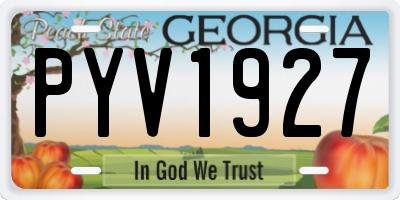 GA license plate PYV1927