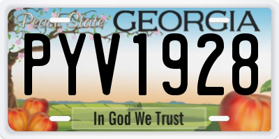 GA license plate PYV1928
