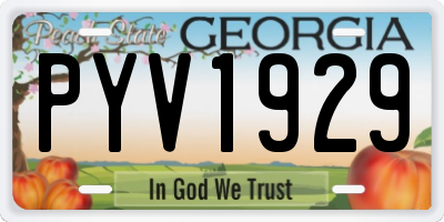 GA license plate PYV1929