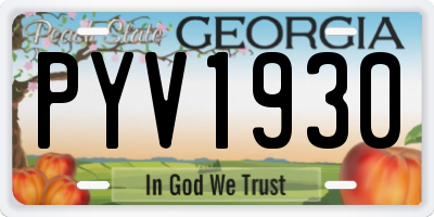 GA license plate PYV1930