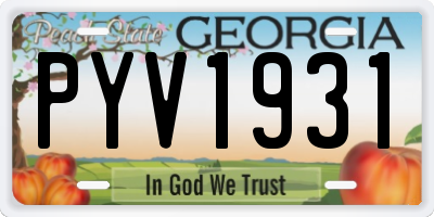 GA license plate PYV1931