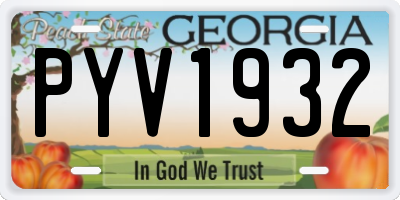 GA license plate PYV1932