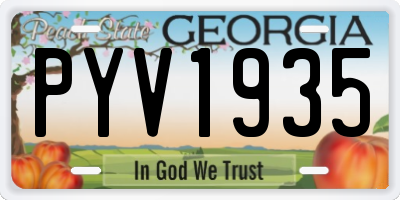 GA license plate PYV1935