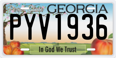 GA license plate PYV1936