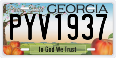 GA license plate PYV1937