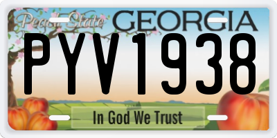 GA license plate PYV1938