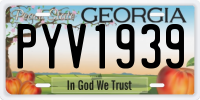 GA license plate PYV1939
