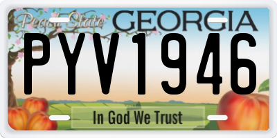 GA license plate PYV1946