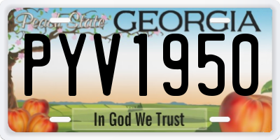 GA license plate PYV1950