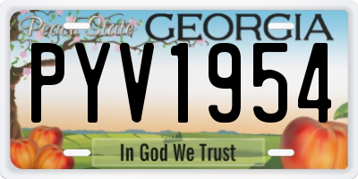 GA license plate PYV1954
