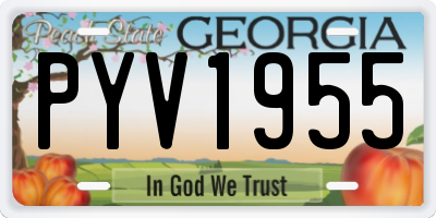 GA license plate PYV1955