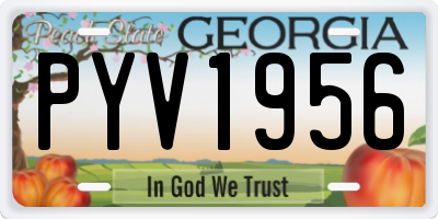 GA license plate PYV1956