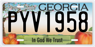 GA license plate PYV1958