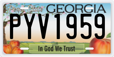 GA license plate PYV1959