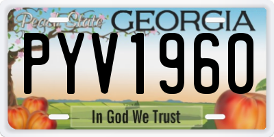 GA license plate PYV1960