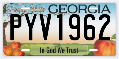 GA license plate PYV1962