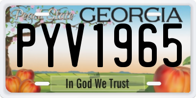 GA license plate PYV1965