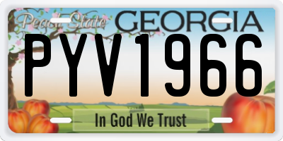 GA license plate PYV1966