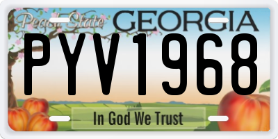 GA license plate PYV1968