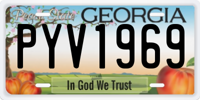 GA license plate PYV1969