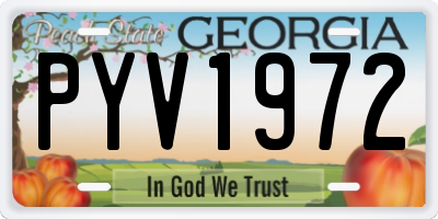 GA license plate PYV1972