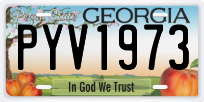 GA license plate PYV1973