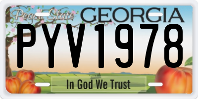 GA license plate PYV1978