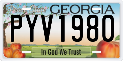 GA license plate PYV1980