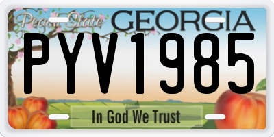GA license plate PYV1985
