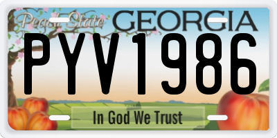 GA license plate PYV1986